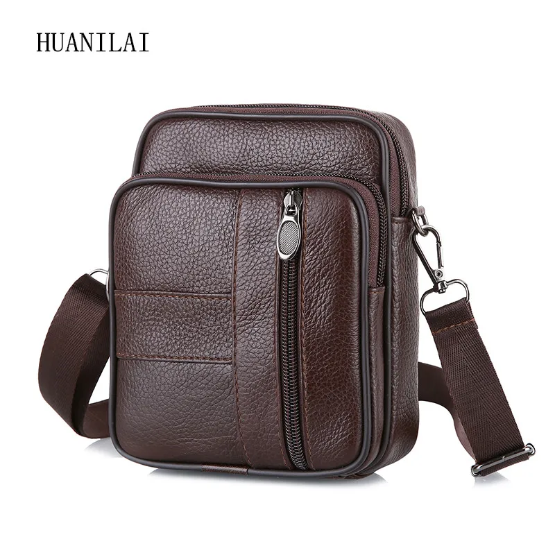 HUANILAI الرجال Crossbody أكياس الرجعية متعددة الوظائف حقائب كتف جلد طبيعي أكياس للرجال جلد البقر أكياس صغيرة حقائب