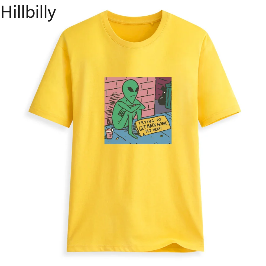 

Hillbilly CMK108 Lonely Superhero Alien Sitting By The Wall Aesthet T-shirts Funny Cotton Sleeve O-neck Harajuku T Shirts Women