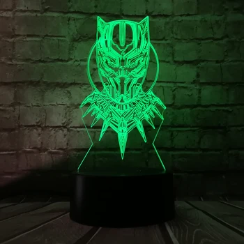 

New Marvel Movie Cartoon 3D Black Panther Avengers Acrylic USB Colorful Charge Lava LED Home Decor Table Night Light Kids Gift
