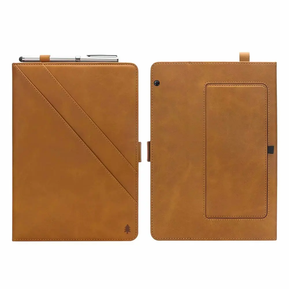 Ручной держатель для карт из искусственной кожи для huawei T5 10 AGS2-L09/L03/W09/W19 10,1 чехол для планшета для huawei MediaPad T5 10 из искусственной кожи в виде ракушки+ ручка - Цвет: Хаки
