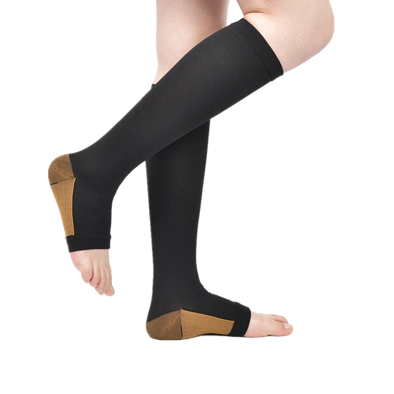 2 Pair/Lot Men Women Running Graduated Compression Socks Nylon Sweat Absorbent Protective Open
