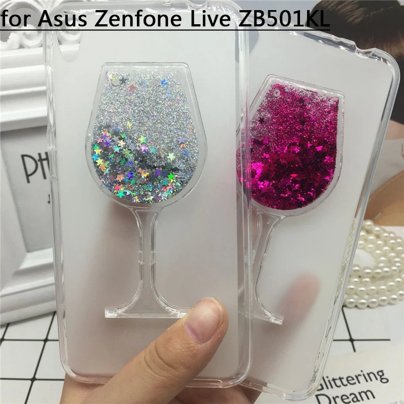 

Glitter Quicksand Phone Cases for Asus Zenfone Live ZB501KL Case Bling Cute Srtars Cup Soft Silicon Back Cover 3D Capa Fundas
