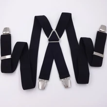 OnnPnnQ мужские высококачественные 4 зажимы подтяжки эластичные отрегулировать 3,5 см широкие Большие размеры подтяжки Твердые клетчатые брюки аксессуары для мужчин