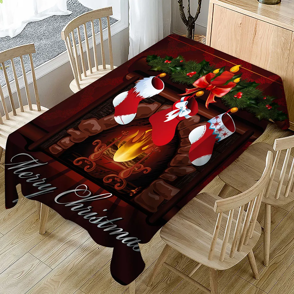Merry Christmas styles Tablecloth New year Print Rectangle Table Cover Holiday Festival party