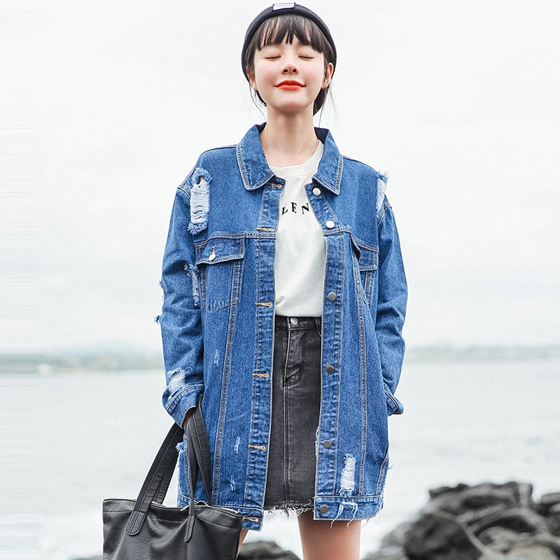 Rétro Style Dos Nouveau Femininos Denim 2018 Conceptions Vestes Jaqueta Femmes Bleu Preppy Patch Jeans Casacos Manteau 3jAL54R