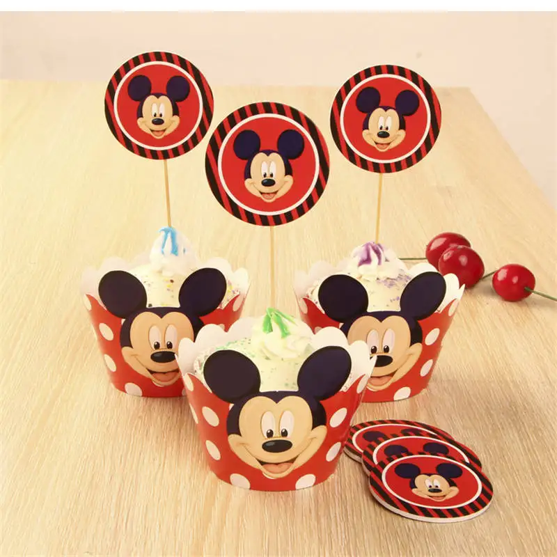 24pcs Mickey Mouse Cupcake Wrappers, Cup cake Muffin Paper Wrapper and ...