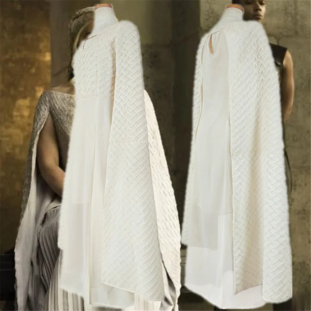 Фильм Игра престолов Сезон 8 Дейенерис Таргариен маскарадные костюмы белое платье полный комплект униформа для женщин девочек