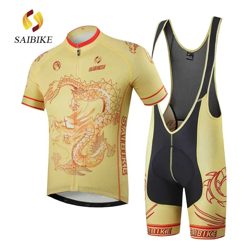 

saiBike 2018 China Dragon Cycling clothes men mountain bike bicycle riding jersey and BiB shorts set quick dry