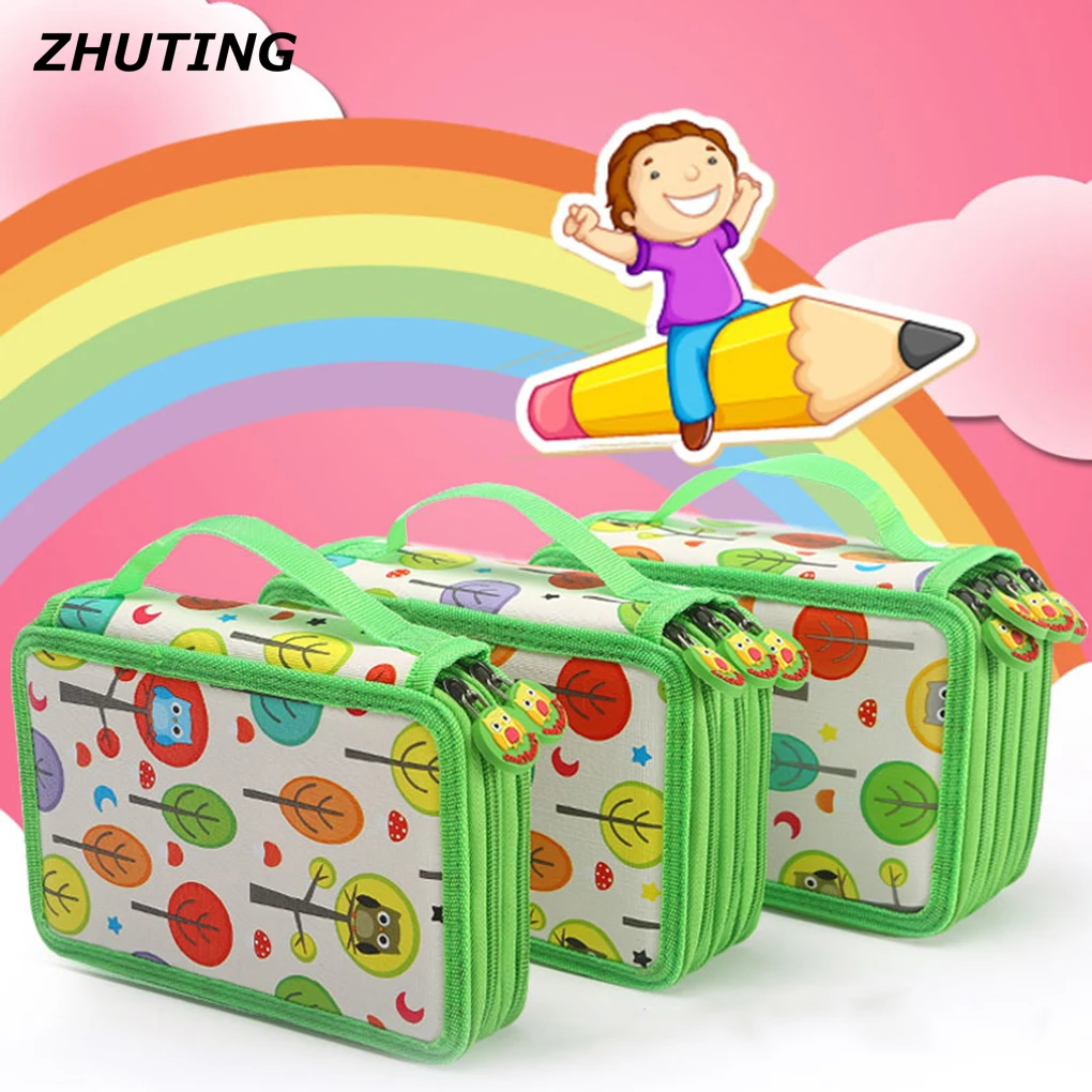 

2/3/4 Layers 32/52/72 Holders Pencil Pens Case Children Kids Owl Cardboard PencilCase Large Capacity Stationery Storage Box
