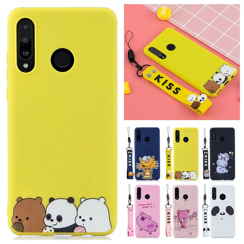 

Huawei P30 Lite Case on for Coque Huawei P30 Lite P20 Lite P30 P20 Pro Cover Candy Soft TPU Silicone Cover Lanyard Phone Case