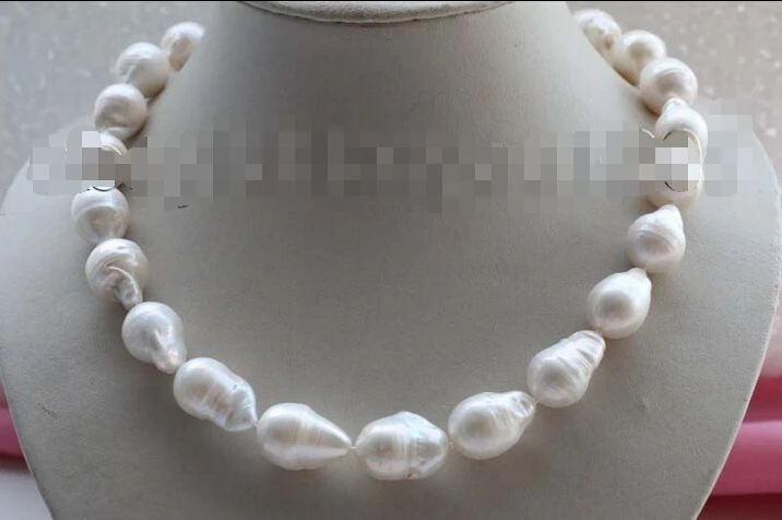 

FREE SHIPPING Genuine Natural 22mm White Reborn Keshi Pearl Necklace 14KGP #f1844!