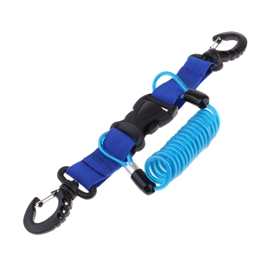 Stainless Steel Scuba Diving Lanyard  Spring Coiled Lanyard with Quick Release Buckle for Underwater Cameras Lights Torch 