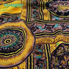 Гуандин, полметра 50x140 см Желтые геометрические узоры/ткань летней одежды/имитация шелка с принтом/юбка/платье/рубашка материал