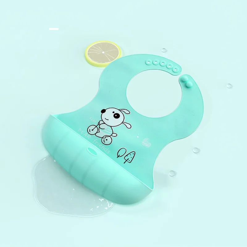 Cartoon Prints Kids Silicone Bib Baby Bibs Children Adjustable Waterproof Bib Baby Boy Girl Feeding Tools Baby Stuff for Newborn