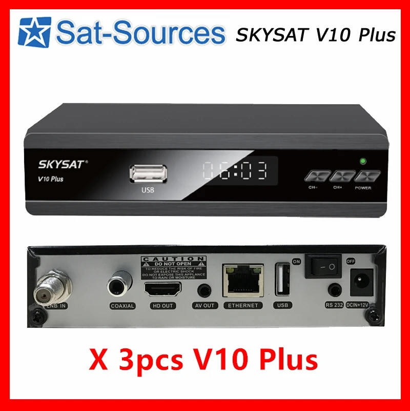 

[3pcs] Satellite Receiver SKYSAT V10 Plus support IPTV m3u CCCamd Newcamd Cline Youtube Autoroll Powervu Biss WiFi Set Top box