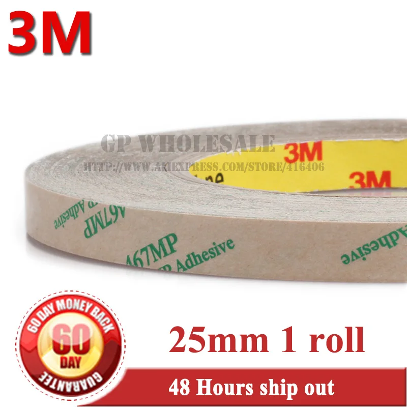 1x 25mm*55M*0.06mm /2.3mils (Thickness) 3M 467 MP 200MP Adhesive Double