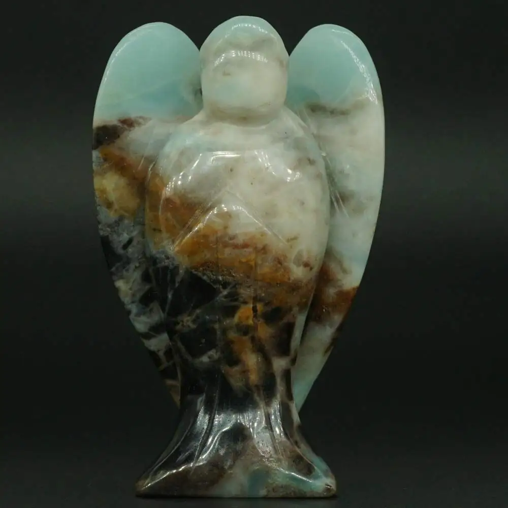

3 Inch Natural Amazonite Crystal Gemstone Carving Angel Statue Lucky Crafts Stone Figurine Chakra Healing Reiki Stone