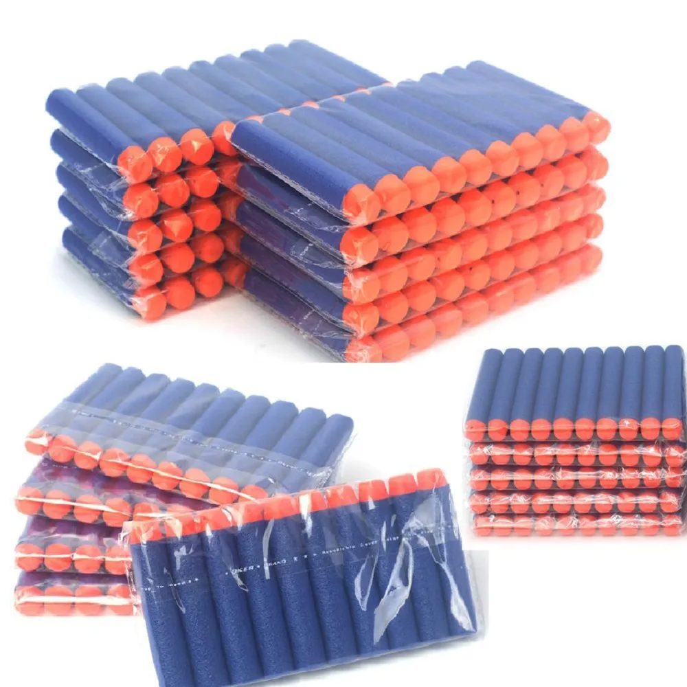 

100pcs Refill Darts Bullets For Nerf N-strike Elite Series Blasters Children Toy Gun Blue Soft Bullet Foam Guns Accessories