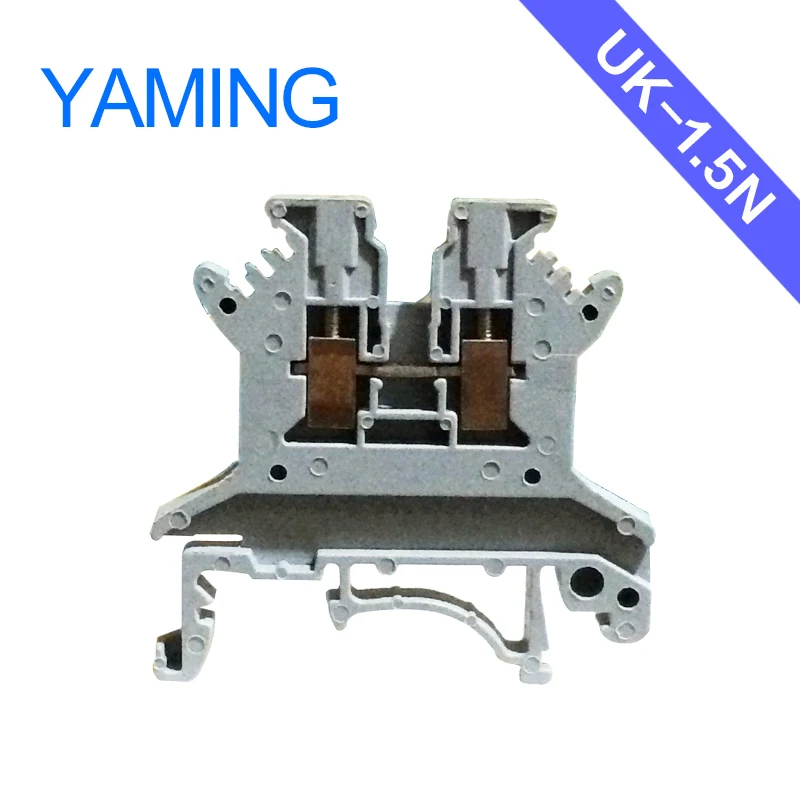 

50PCS DIN Rail Universal UK-1.5N Terminal Blocks Screw Type UK1.5N Phoenix Type guide rail used Gray Lug plate Copper