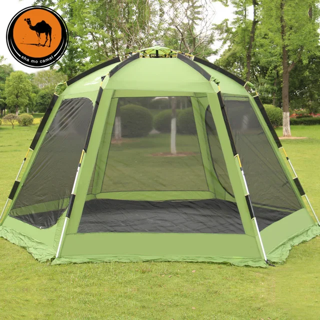 Cheap Automatic 6-8 person double layer large size for family and party use camping tent with snow skirt