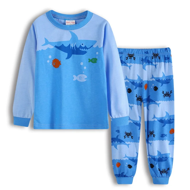 Комплекты одежды для сна с динозавром для мальчиков и девочек хлопковые длинные комплекты одежды для детей футболка с рисунком мотора и штаны комплекты из 2 предметов пижамы для детей возрастом от 2 до 7 лет, HYL26 - Цвет: style 10