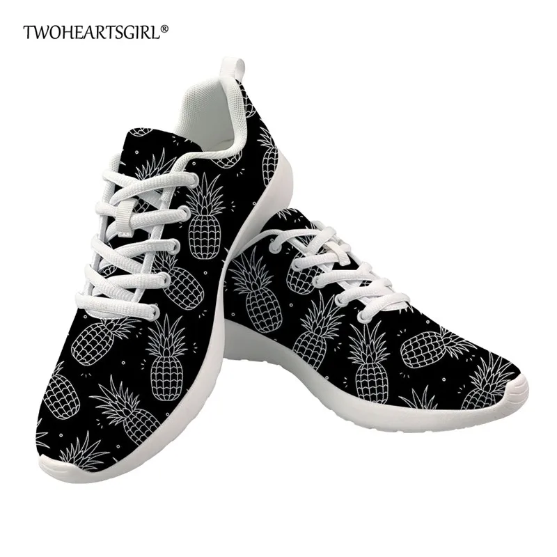 Twoheartsgirl/Черная Мужская обувь; повседневные сетчатые кроссовки с принтом ананаса; дышащая мужская обувь на шнуровке; сезон весна; Вулканизированная обувь; большие размеры - Цвет: Z4386Z42