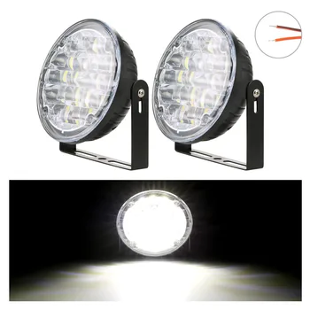 

2 pieces Waterproof 12V 18 LED Round Car Fog Light Auto Driving Daytime Running Light Ultra Bright White 6000K Auto Lamp DRL