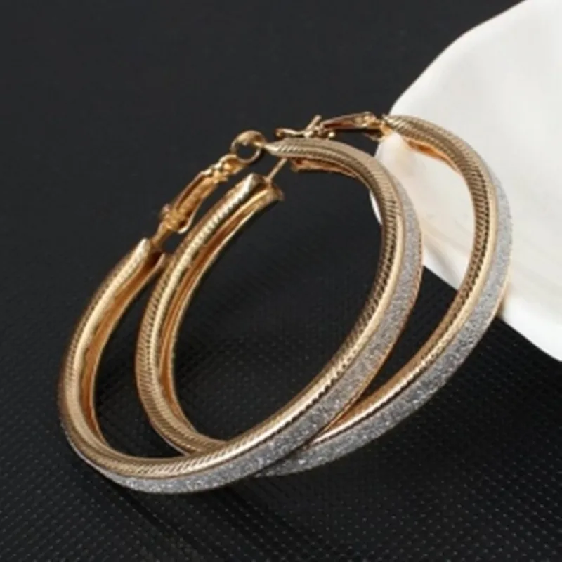 

The new Korean version the trend of European and American big rock and roll exaggerated scrub ring earrings jewelry Women Gift