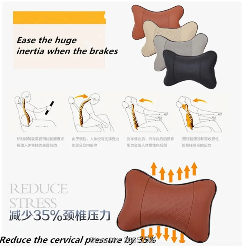 

Car Headrest Pillow Seat Cushion PU Leather Soft Perforating Design for saab 9-3 9-5 93 95 900 9000 accessories
