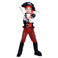 Костюм пирата на Хэллоуин Детский костюм пирата для мальчиков с пиратский нож Пиратский крюк для От 4 до 6 лет-М размера
