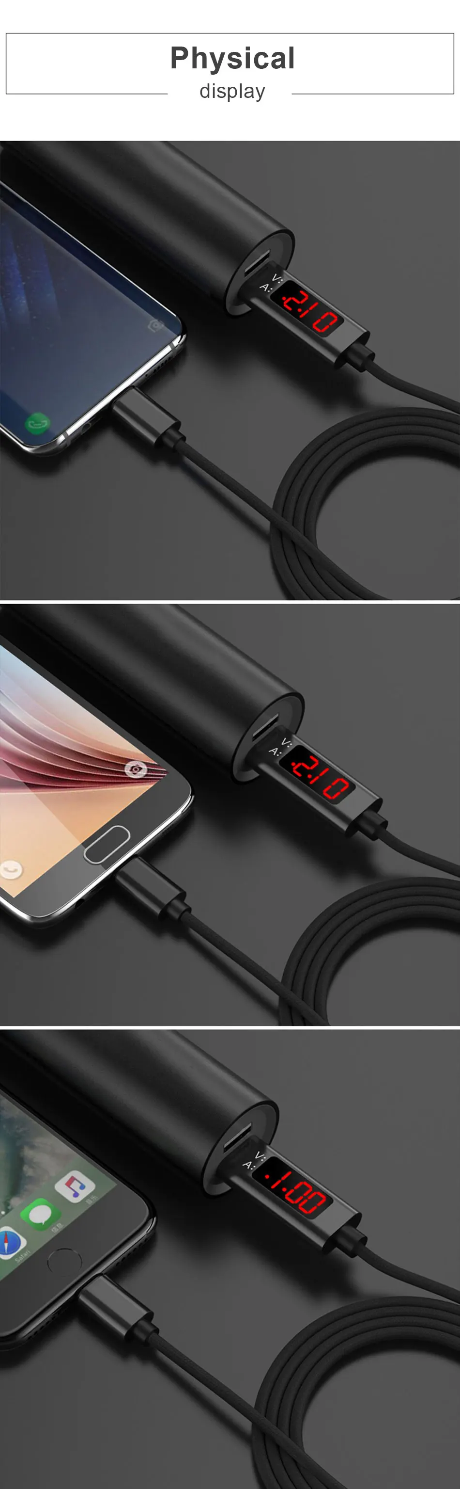 NOHON Nylon Portable Data Cable For Apple iPhone X 7 6 8 Plus 10 For iPad Mini Phone LED Display Lighting Quick Charge Cables 1M (5)