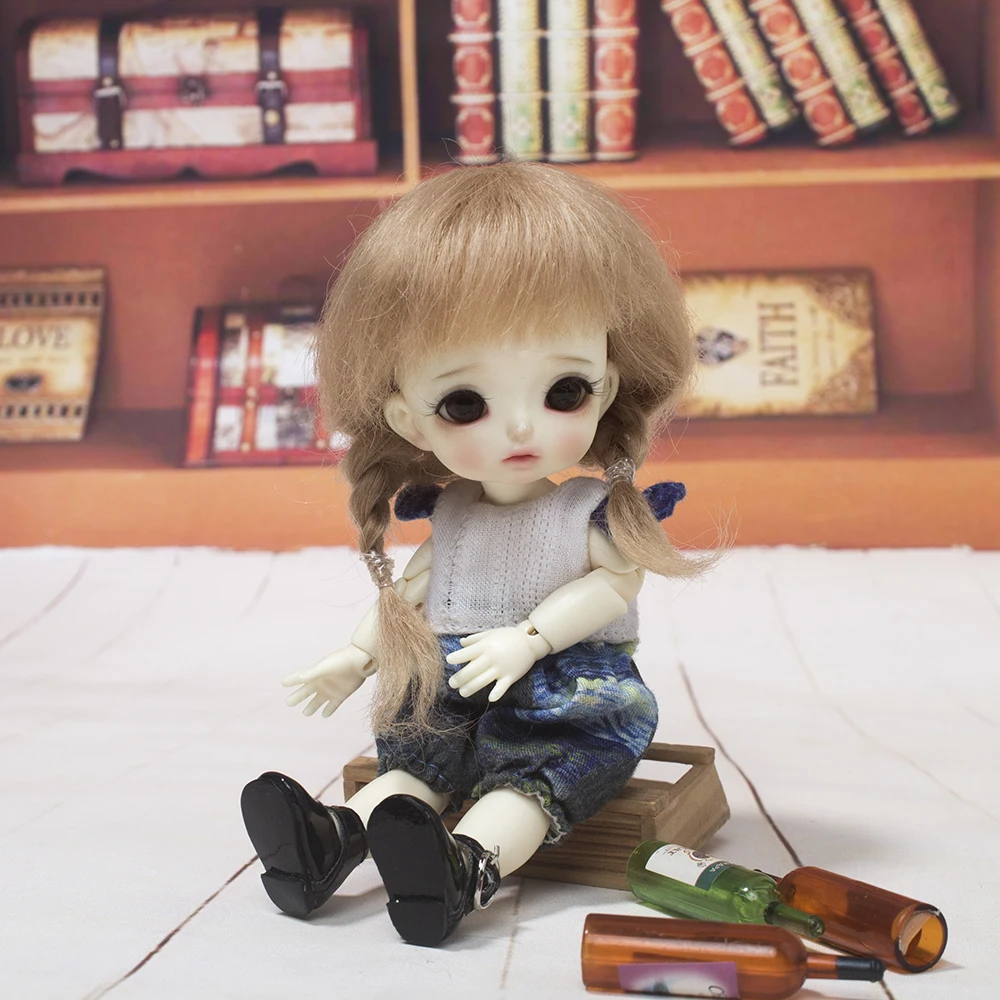 Billig 2019 neue Ankunft 1 6 1 8 Bjd SD ob11 kleine Puppe Perücke Mode Stil Mohair Draht Puppe Perücke Haar Für Puppen zubehör