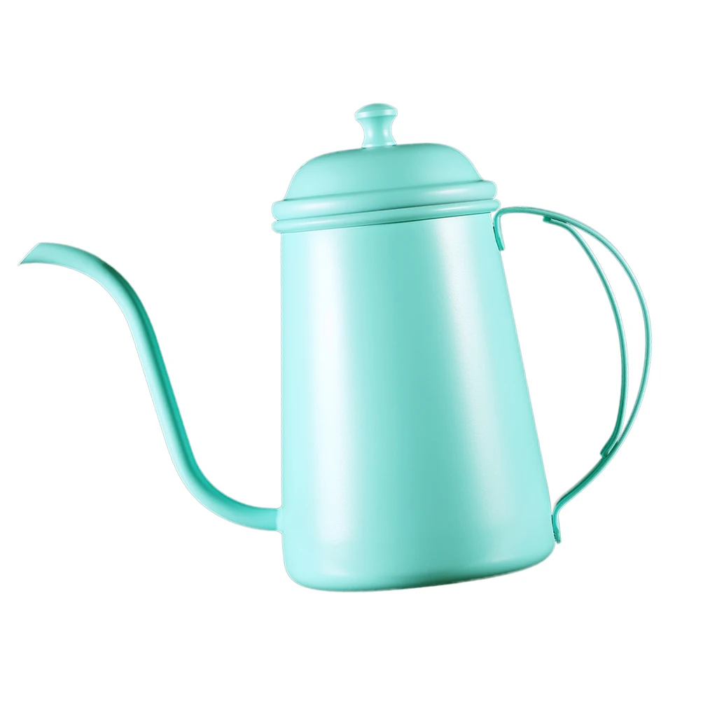 Coffee Pot Stainless Infuser Hand Drip Narrow Spout Kettle 700ml Mint Green for Blooming and Leaf Tea as Teakettle