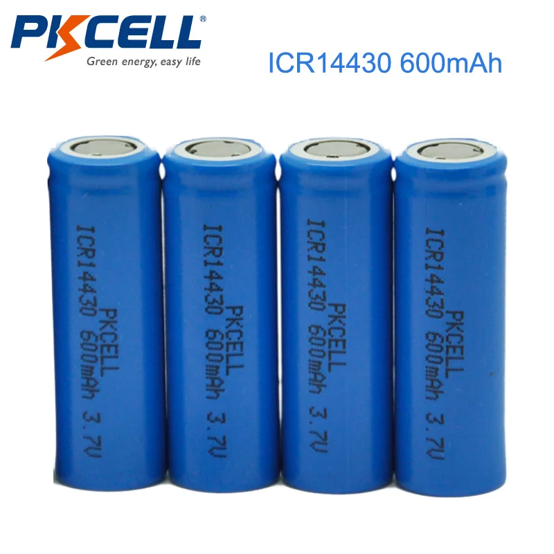 4 шт PKCELL 14430 батарея 3,7 V 600mAh литий-ионная аккумуляторная батарея батареи для ландшафтного освещения