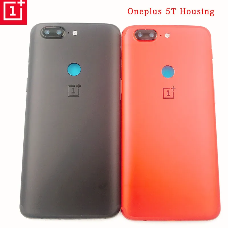 

Original ONEPLUS 5T Metal Rear Housing Cover,Replacement Back Door Battery Case Side Button/Lens Glass/Sim Card Slot ,Black/Red