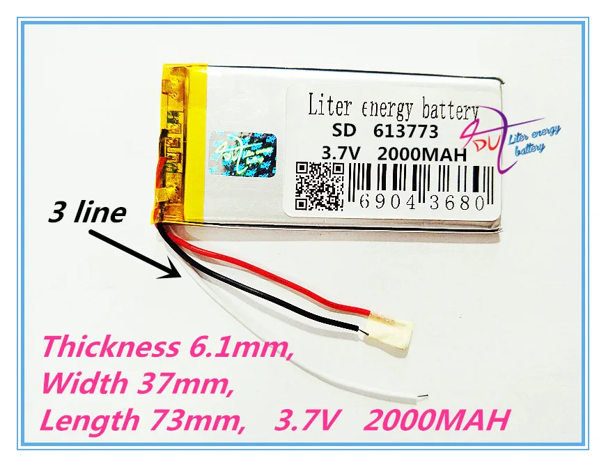

3 line 613773 tablet battery 2000MAH 3.7V 613773 lithium polymer battery mp4 MP5 navigation electronic equipment