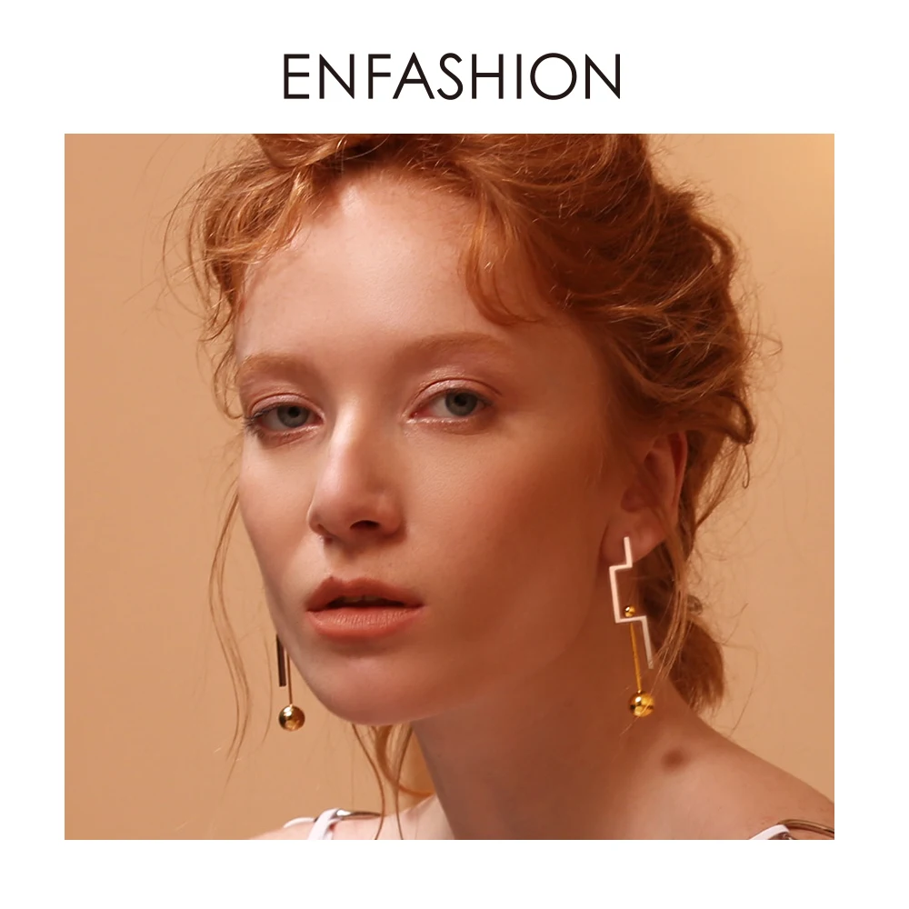 Женские Висячие серьги Enfashion длинные висячие из нержавеющей стали контрастного
