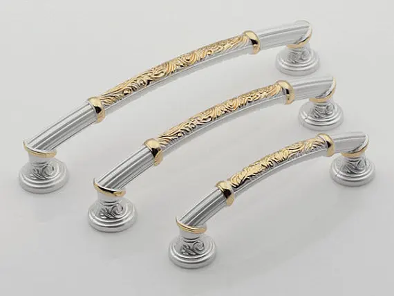 

3.75" 5" 6.3" Dresser / Drawer Handles Pulls Knobs Silver White Gold Cabinet Pulls Shabby Chic Door Handle Hardware 96 128 160