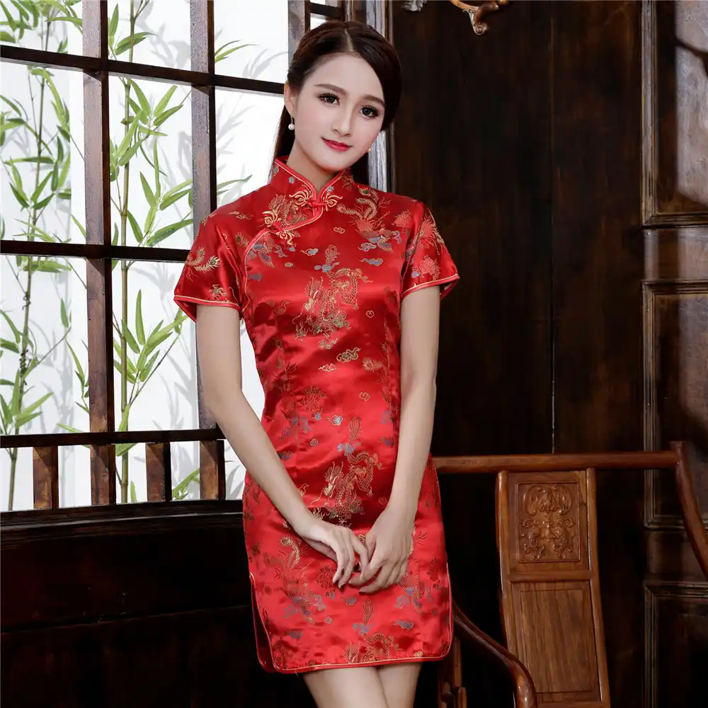 satin oriental mini dress