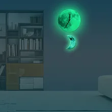 Funlife Moon swinging Pendulum Glowing Wall Clock,Romantic Glow in the Dark Home Decor,Quartz Sweep Silence for Bedroom,30cm12′