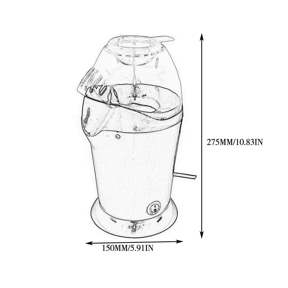 Мини-электрическая машина для попкорна с горячим воздухом, бытовая PM-2800, домашний попкорн, удобный, быстрый, легко чистится