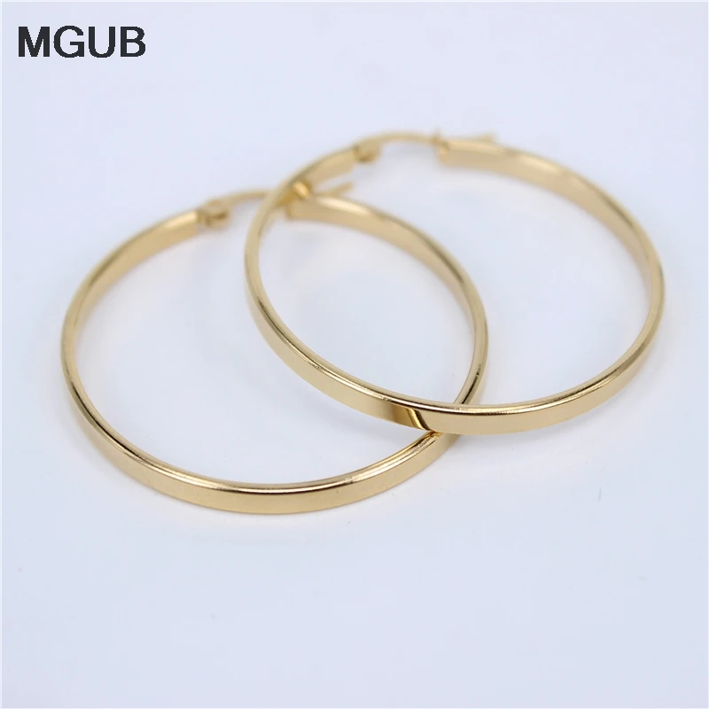 MGUB диаметр 35 мм-55 мм Ювелирные изделия из нержавеющей стали большие хрустальные серьги-кольца круг цвет золотой круглые серьги для женщин LH505