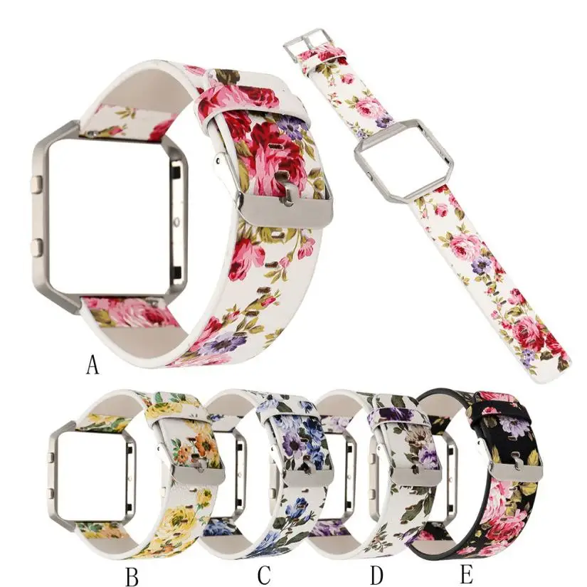 

GEMIXI Fitbit Blaze High Quality Floral Leather Strap Replacement WatchBand & Frame Holder Shell For Fitbit Blaze mar26