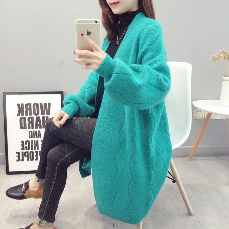 

Women winter Jacket Loose Big yards joker Long Sweaters coat high quality New Spring Autumn Knitted Sweater Cardigan