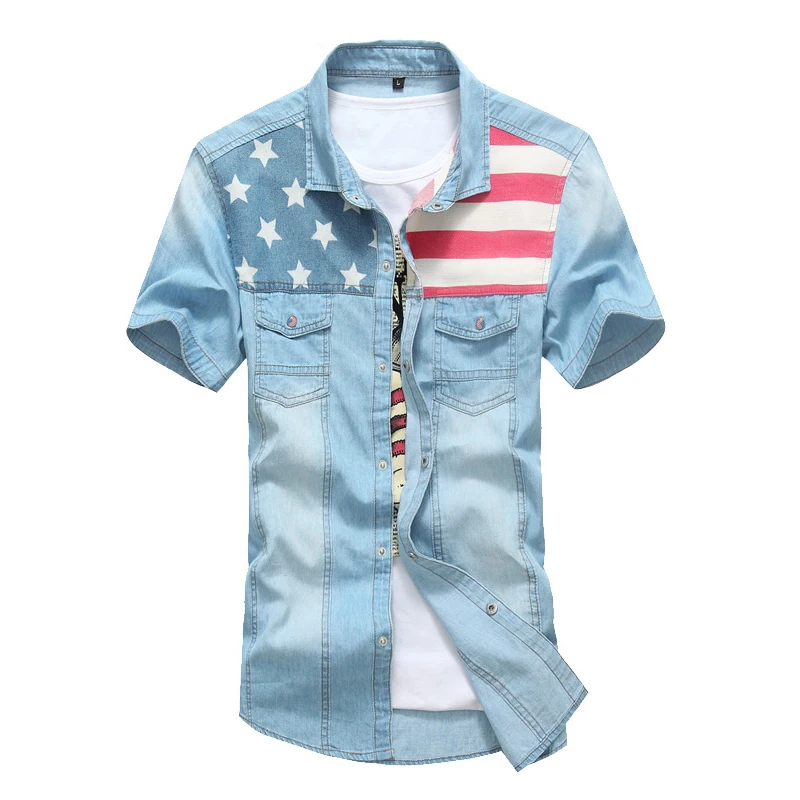 New Men Jeans Shirts Summer Cotton 