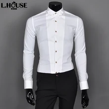 Новинка Мужская Весенняя модная качественная однотонная трендовая рубашка с длинным рукавом, белая одежда для банкета, костюмы певицы