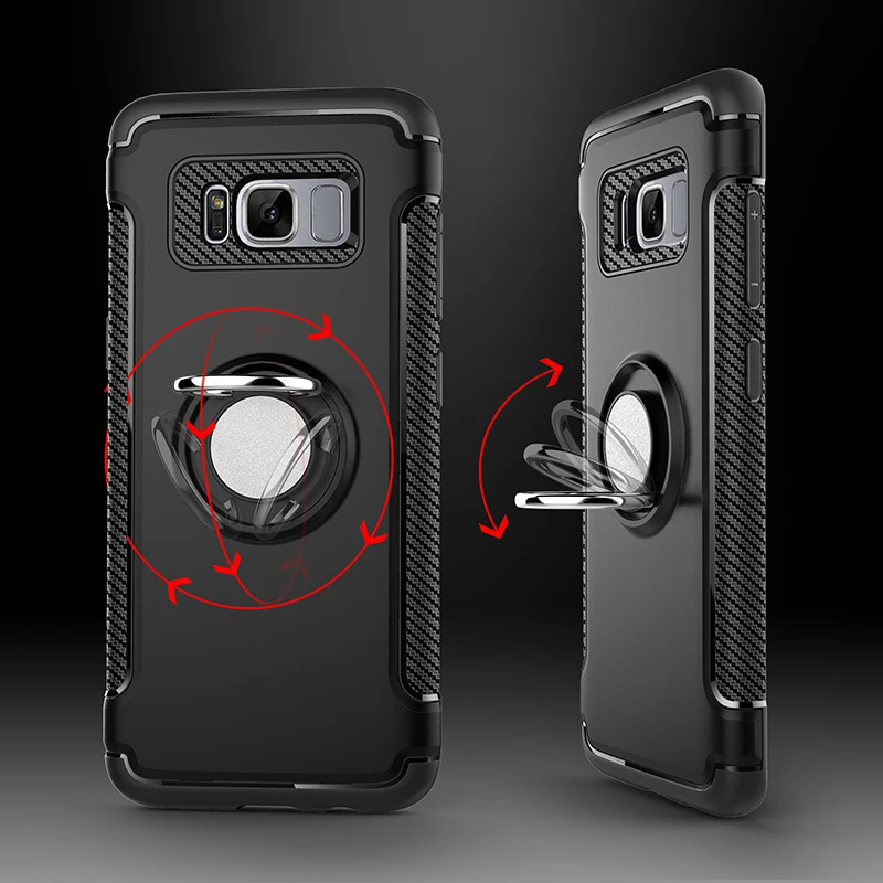 Case for Galaxy S7 S7Edge S8 S8plus J3 J5 J7 Prime note 8 Hard Armor Ring Holder Design Magnetic Suction Car Holder Cover Brand cases-for-s8+