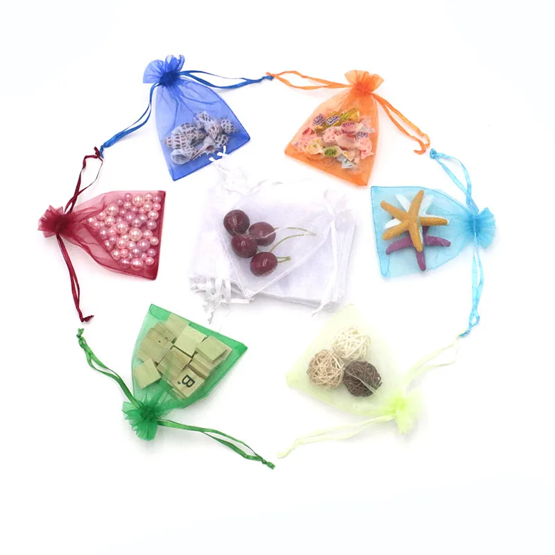10pcs (9 Size) Gift Bag Jewelry Packaging Organza Bag Pouche Jewelry Packing Bag Birthday Party Decor Wedding Christmas Supplies
