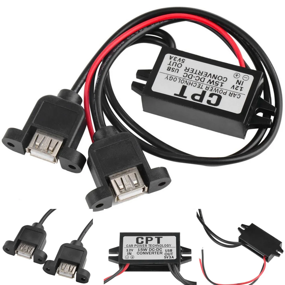 Модуль 12 В до 5 пост 3A 15 Вт USB 2 0 выходной адаптер питания Автомобильное зарядное