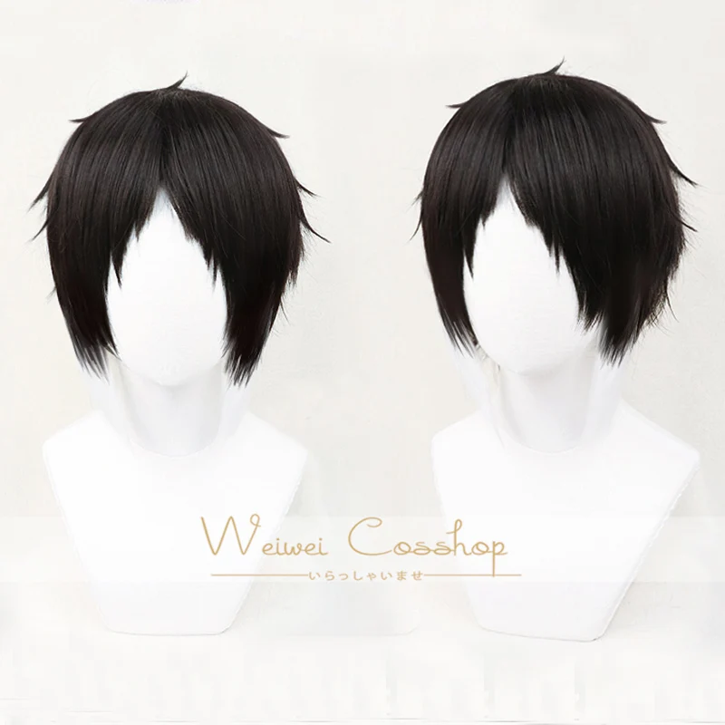 

Anime Bungo Stray Dogs Ryuunosuke Ryunosuke Akutagawa Wigs Short Black White Heat Resistant Syntehtic Hair Cosplay Wig + Wig Cap
